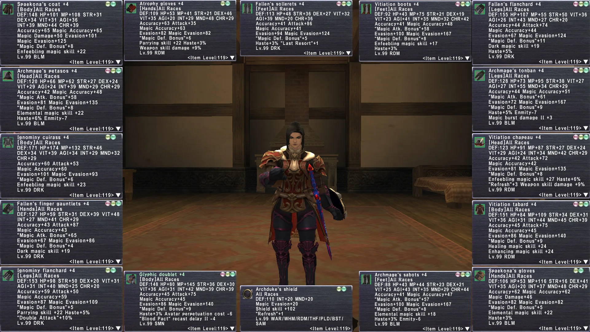 Hyur Female FFXI featuring Archmage's Petasos, Isonominy Cuirass, FFXI account listing